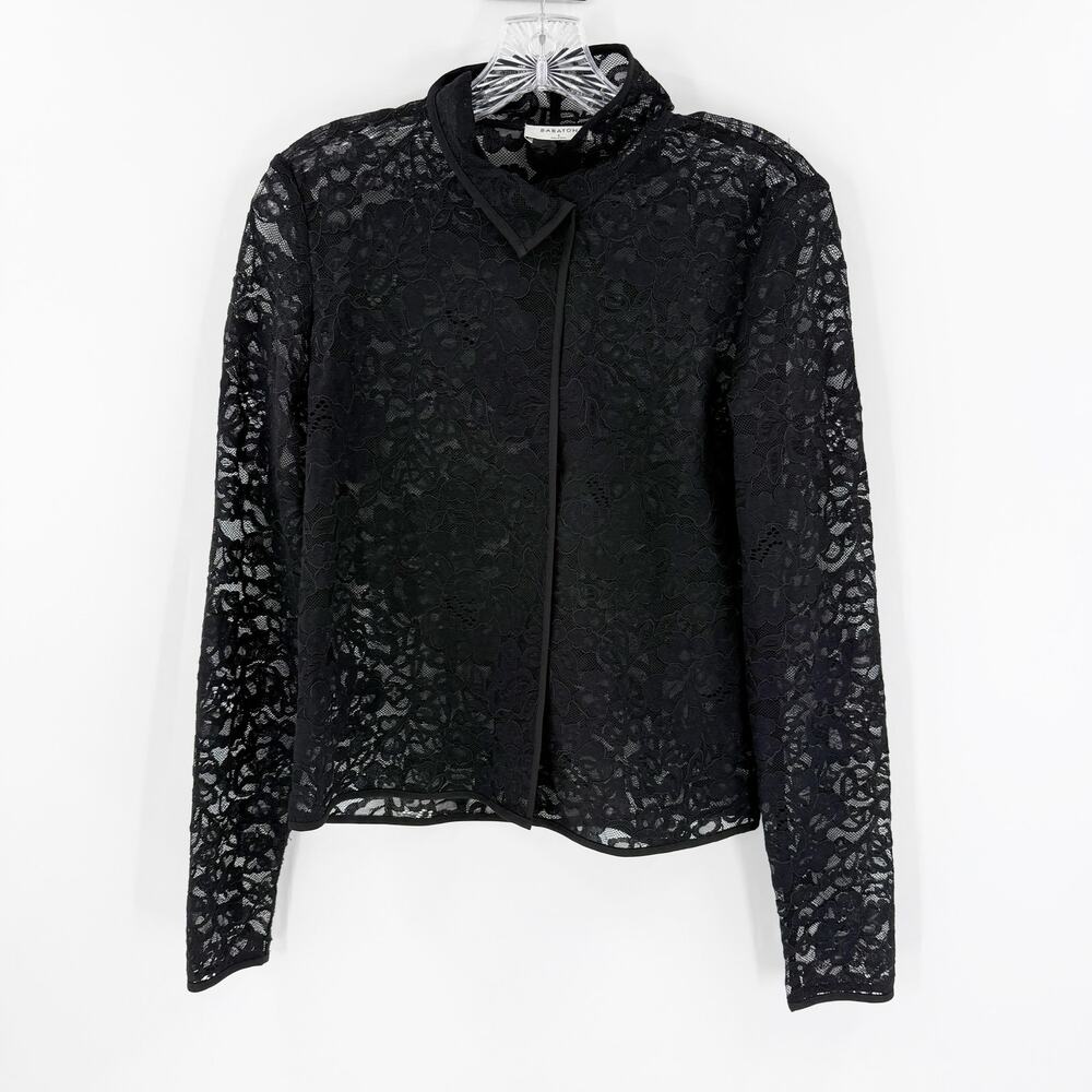 Babaton Black Sheer Lace Floral Blouse Goth Coquette Y2K Top S